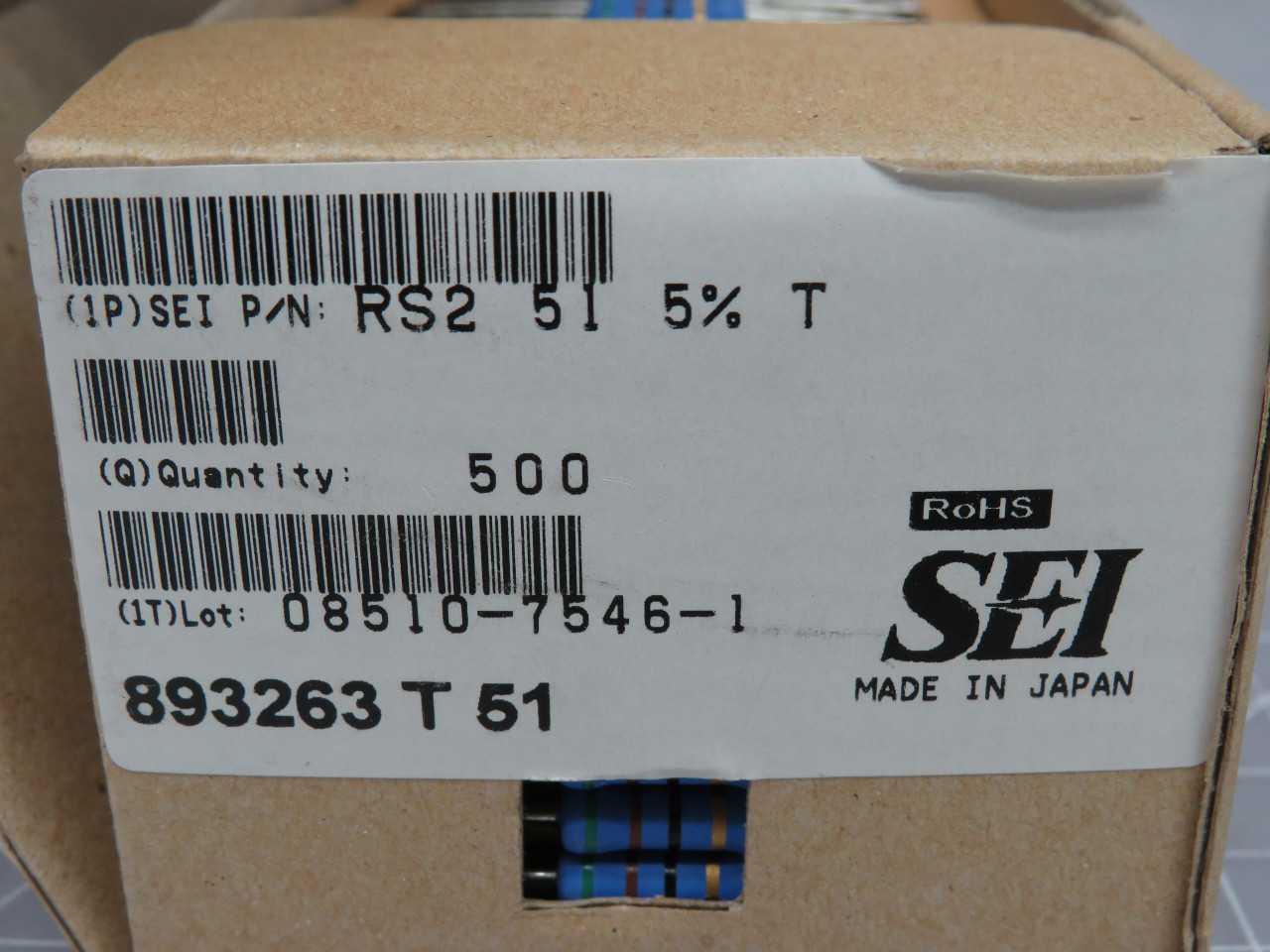 Lot Of 500 SEI RS2 51 5% T 893263 T 51 RoHS Resistors T172570 - ELECTRICAL COMPONENTS