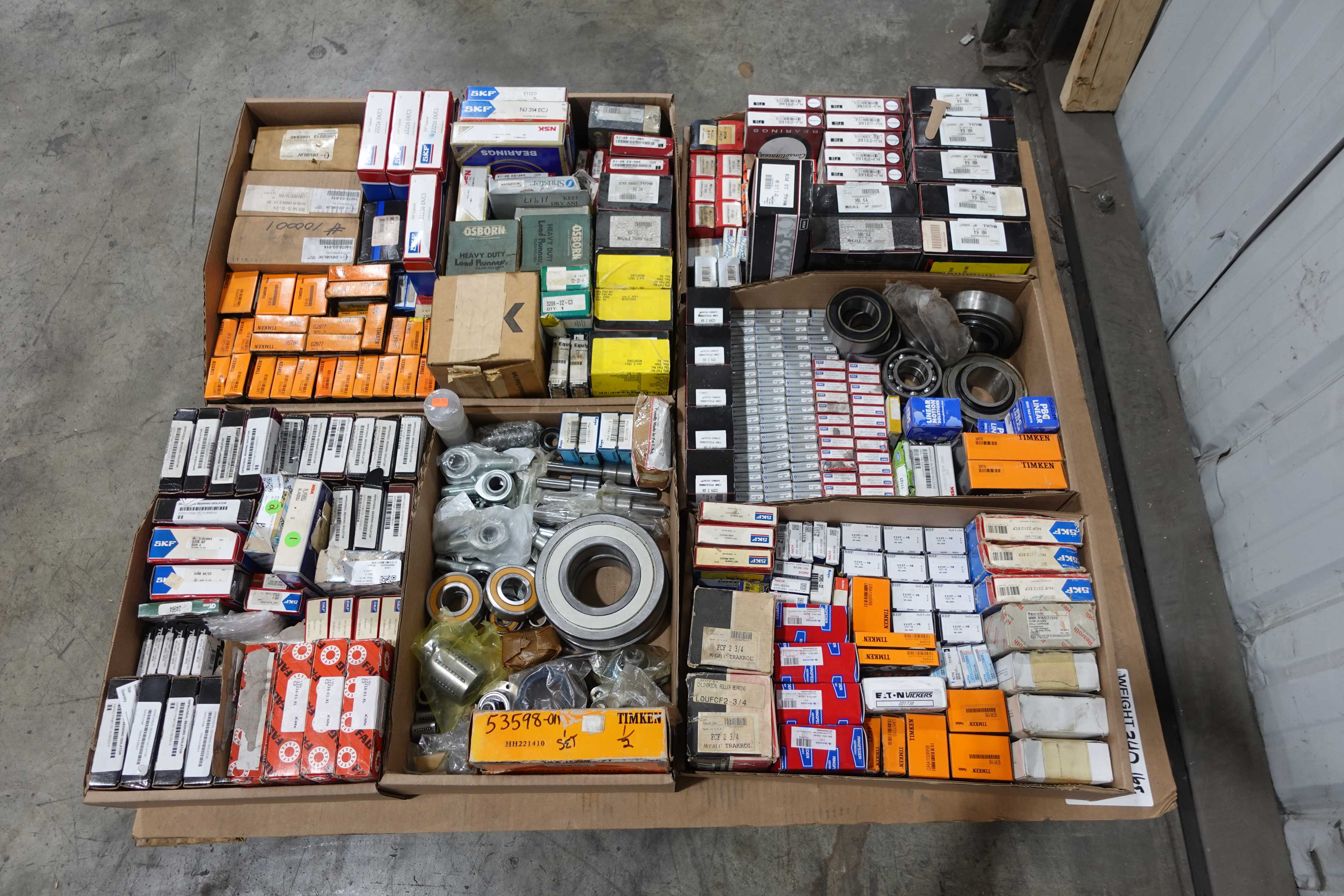 SKU 1766752 - PALLET OF ASSORTED BEARINGS, ROLLER, RODENDS, INSERT, CAM FOLLOWERS, NEEDLE, MOUNTED - BEARINGS