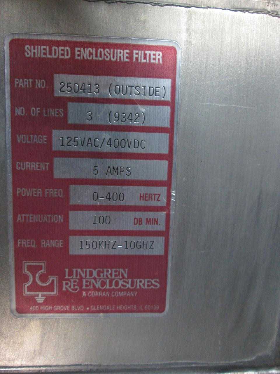 LINDGREN 250413 SHIELDED ENCLOSURE FILTER T54388 - LINE FILTERS
