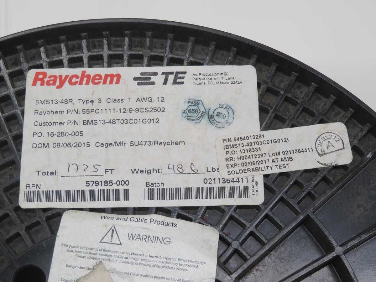 LOT OF 1600 FT RAYCHEM BMS13-48R 55PC1111-12-9-9CS2502 ELECTRICAL CABLE/WIRE T225547 - ELECTRICAL WIRE