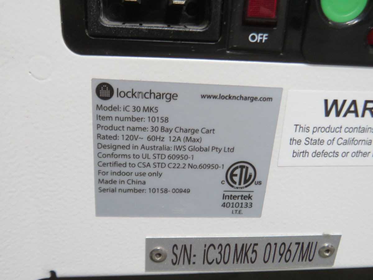 LOCKNCHARGE IC 30 MK5 30 BAY CHARGE CART T260974 - ROLLING CARTS