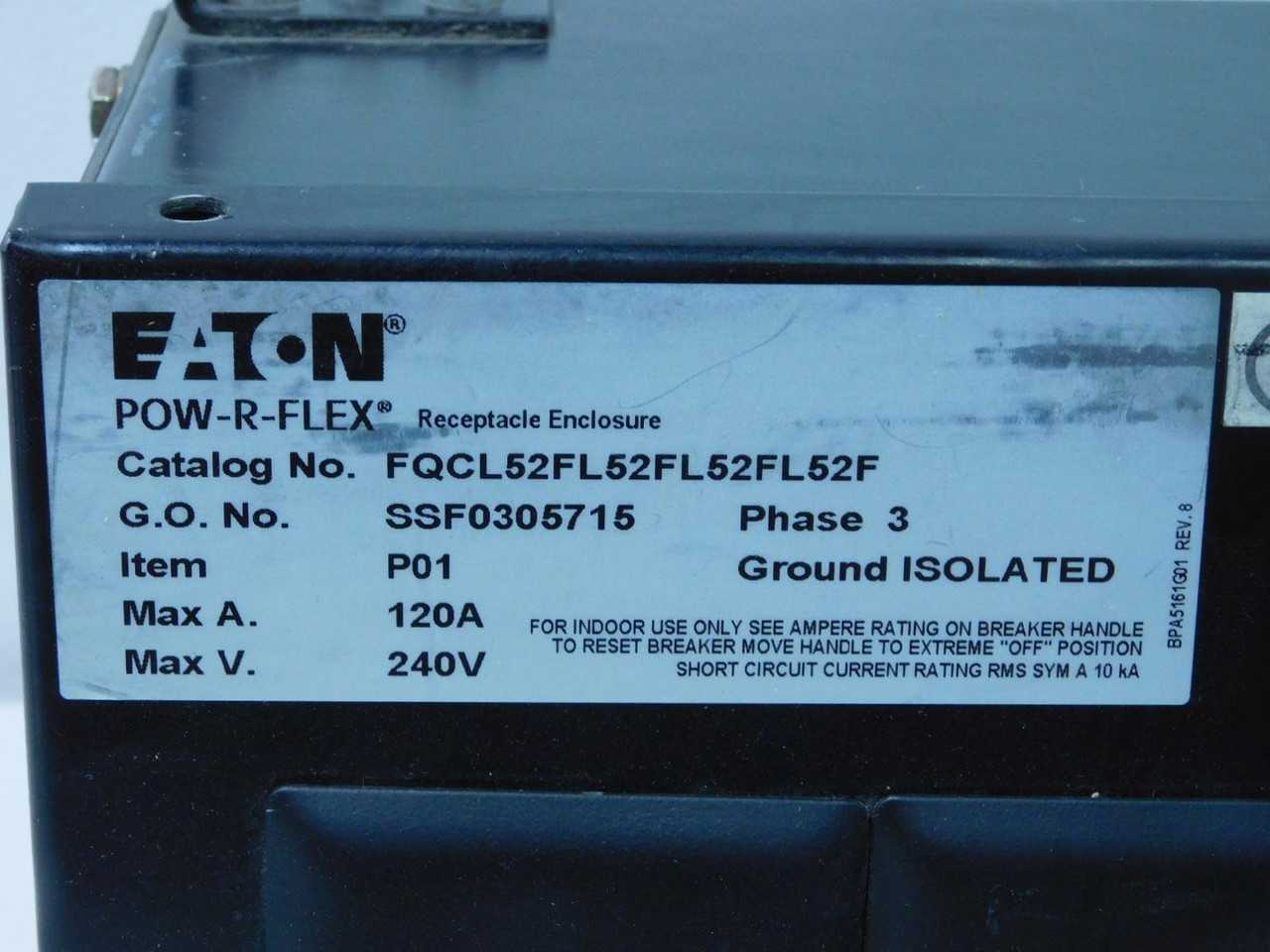 EATON FQCL52FL52FL52FL52FL POW-R-FLEX RECEPTACLE ENCLOSURE BUSWAY T147247 - PLUGS & RECEPTACLES