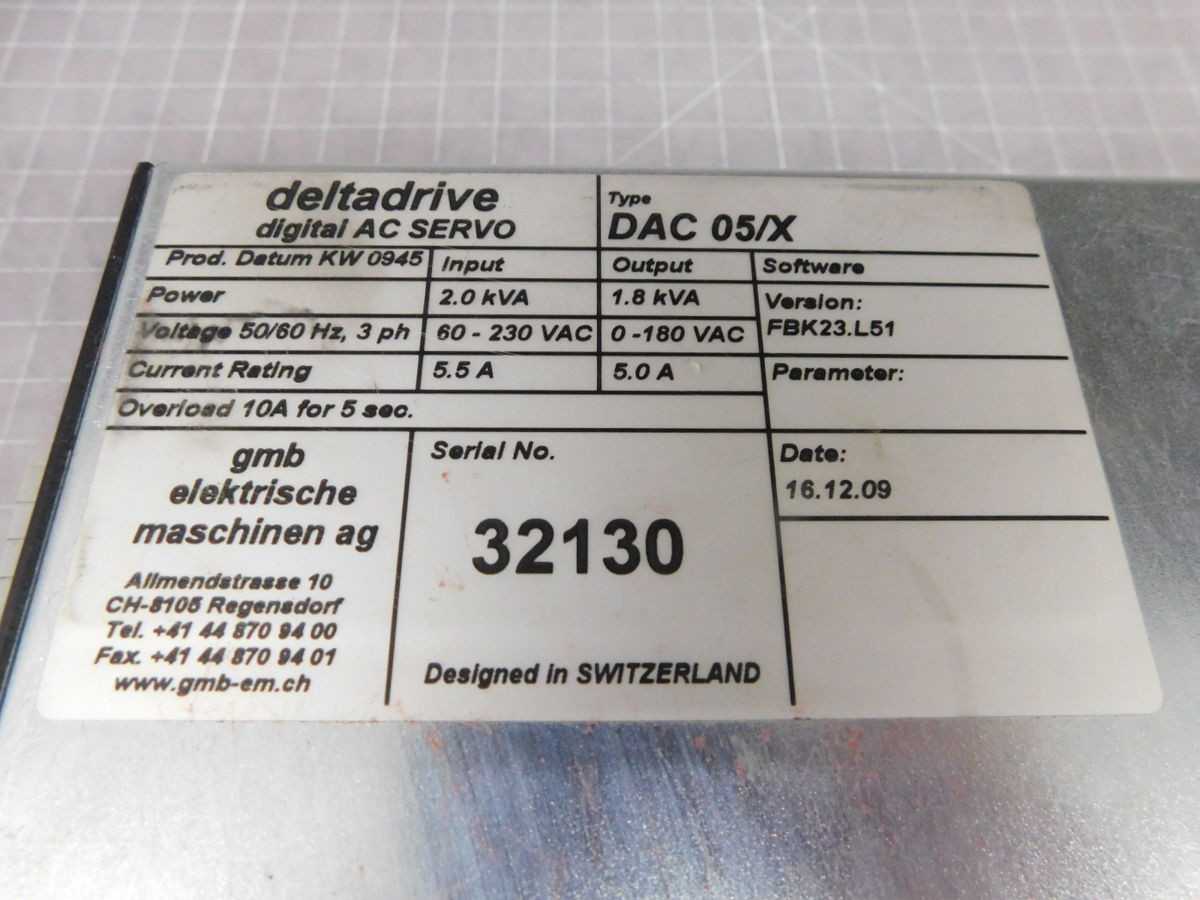 DELTADRIVE DAC 05/X DIGITAL AC SERVO M4729 - AC VFD DRIVES