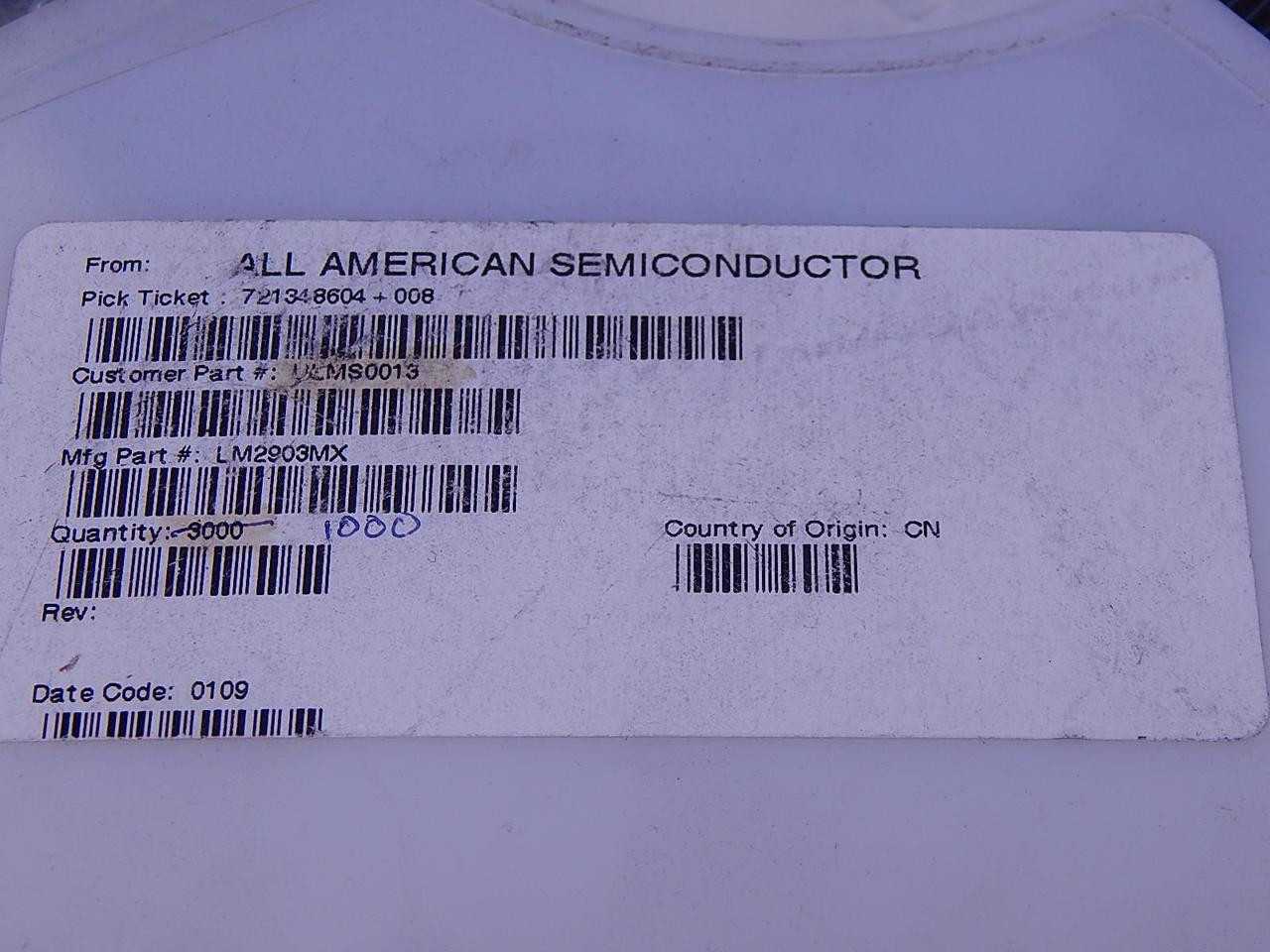 LOT OF 3000 LM2903MX ANALOG COMPARATORS SOP-8 DUAL T112126 - INDUSTRIAL PARTS