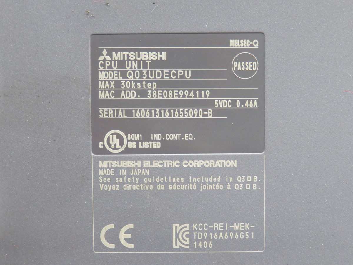 MITSUBISHI Q03UDECPU CPU MODULE T257439 - PLC MODULES