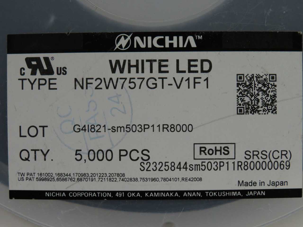 LOT OF 4800 NICHIA NF2W757GT-V1F1 MID POWER WARM WHITE LED CHIP WITH DATA SHEET T171479 - LIGHTING