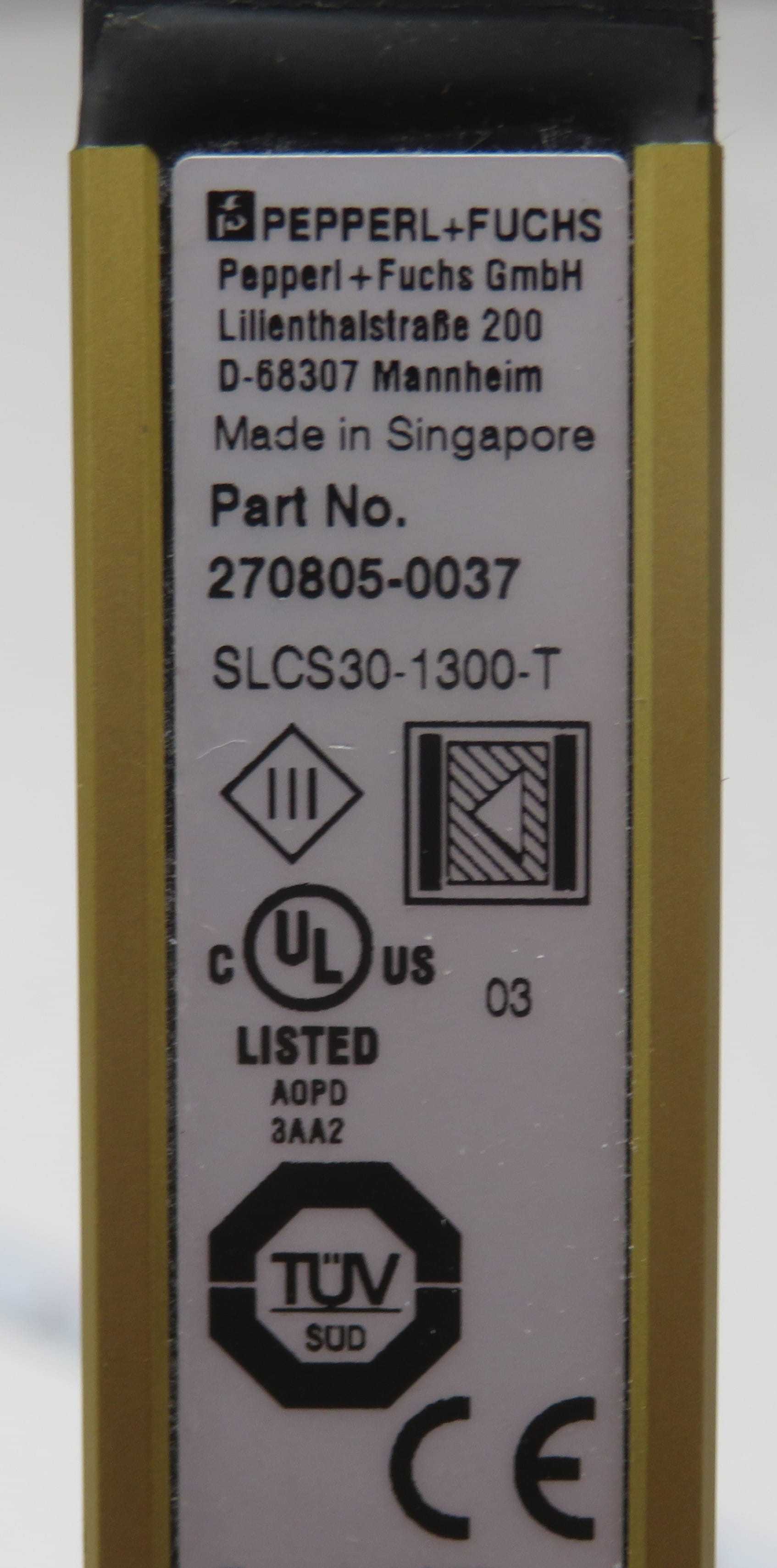 Pepperl+Fuchs SLCS30-1300-T Safety Light Curtain Transmitter, Type 4 AOPD, 30mm Resolution - SENSORS