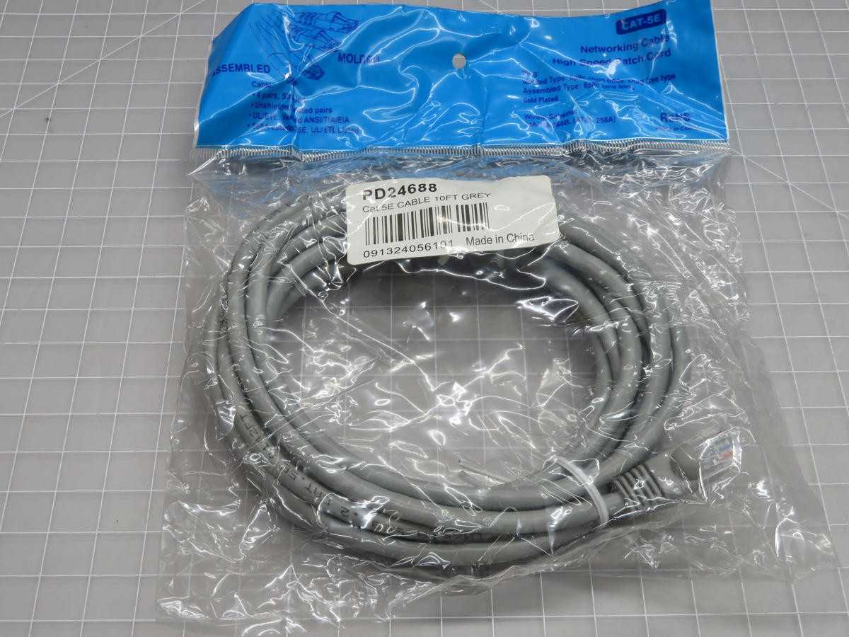 LOT OF 150 PD24688 CAT 5E CABLE 10 FT GREY (150 UNITS) T204588 - FIBER OPTIC CABLE