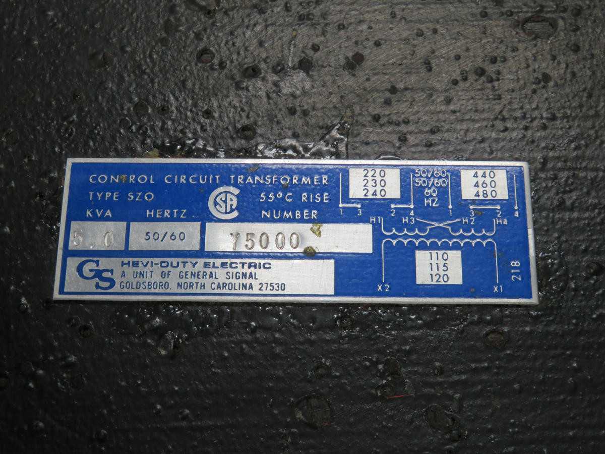 HEVI-DUTY ELECTRIC SZO Y5000 CONTROL CIRCUIT TRANSFORMER T225096 - CONTROL TRANSFORMERS