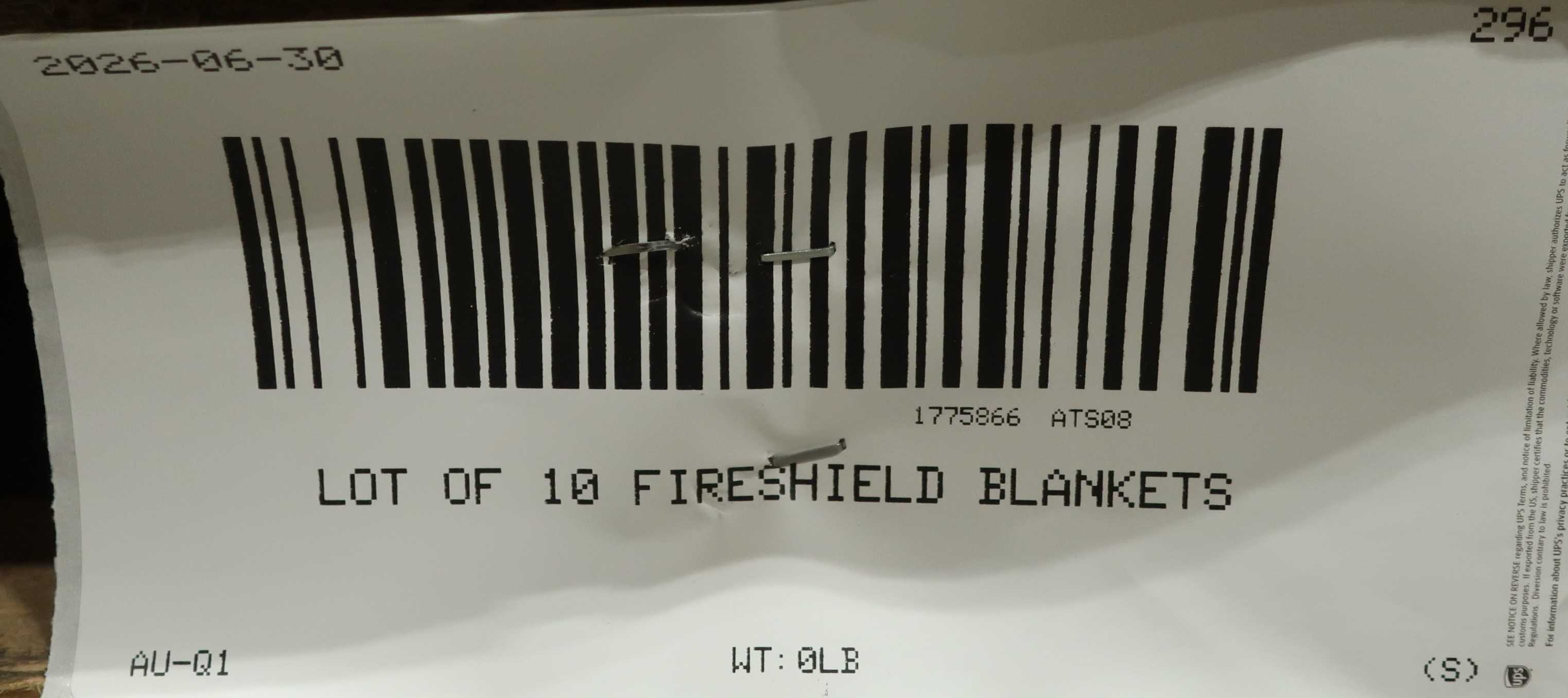 SKU 1775866 - LOT OF 10 FIRESHIELD BLANKETS - SAFETY EQUIPMENT