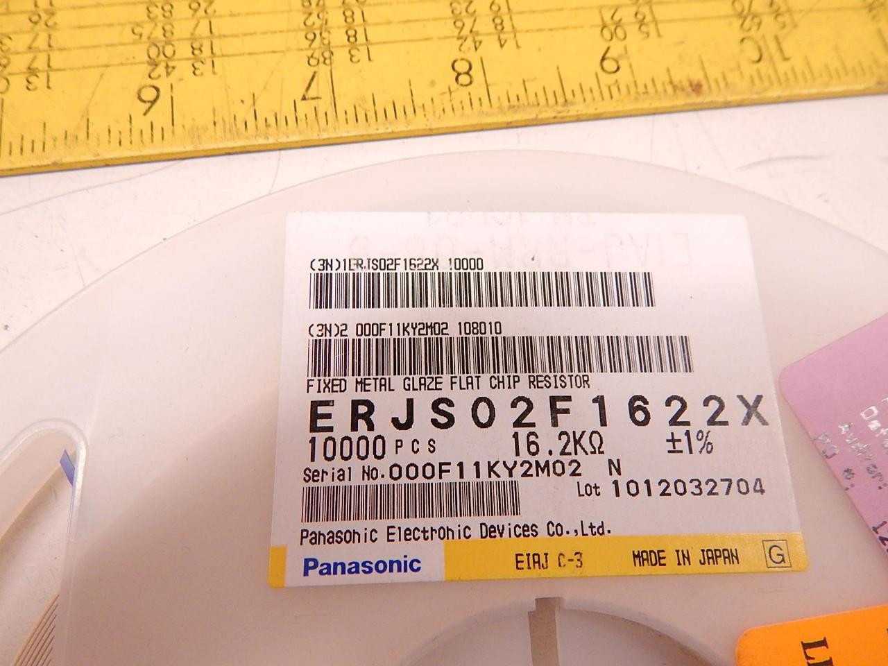 LOT OF 10000 ERJS02F1622X THICK FILM RESISTORS SMD 0402 16.2KOHMS 1% ANTI-SULFUR T78122 - ELECTRICAL COMPONENTS