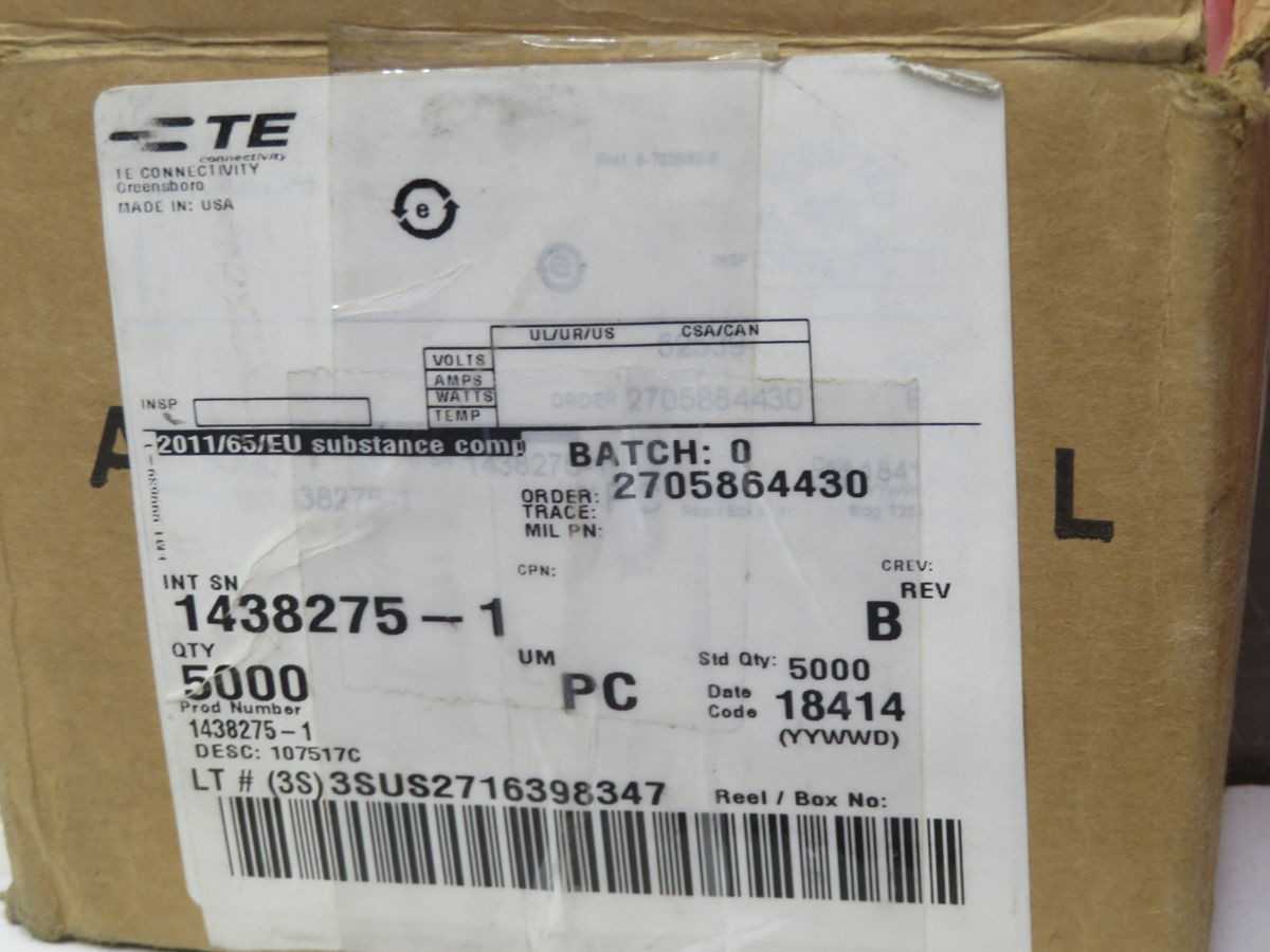 LOT OF 5000 TE CONNECTIVITY 1438275-1 107517C T258158 - TELECOMMUNICATION