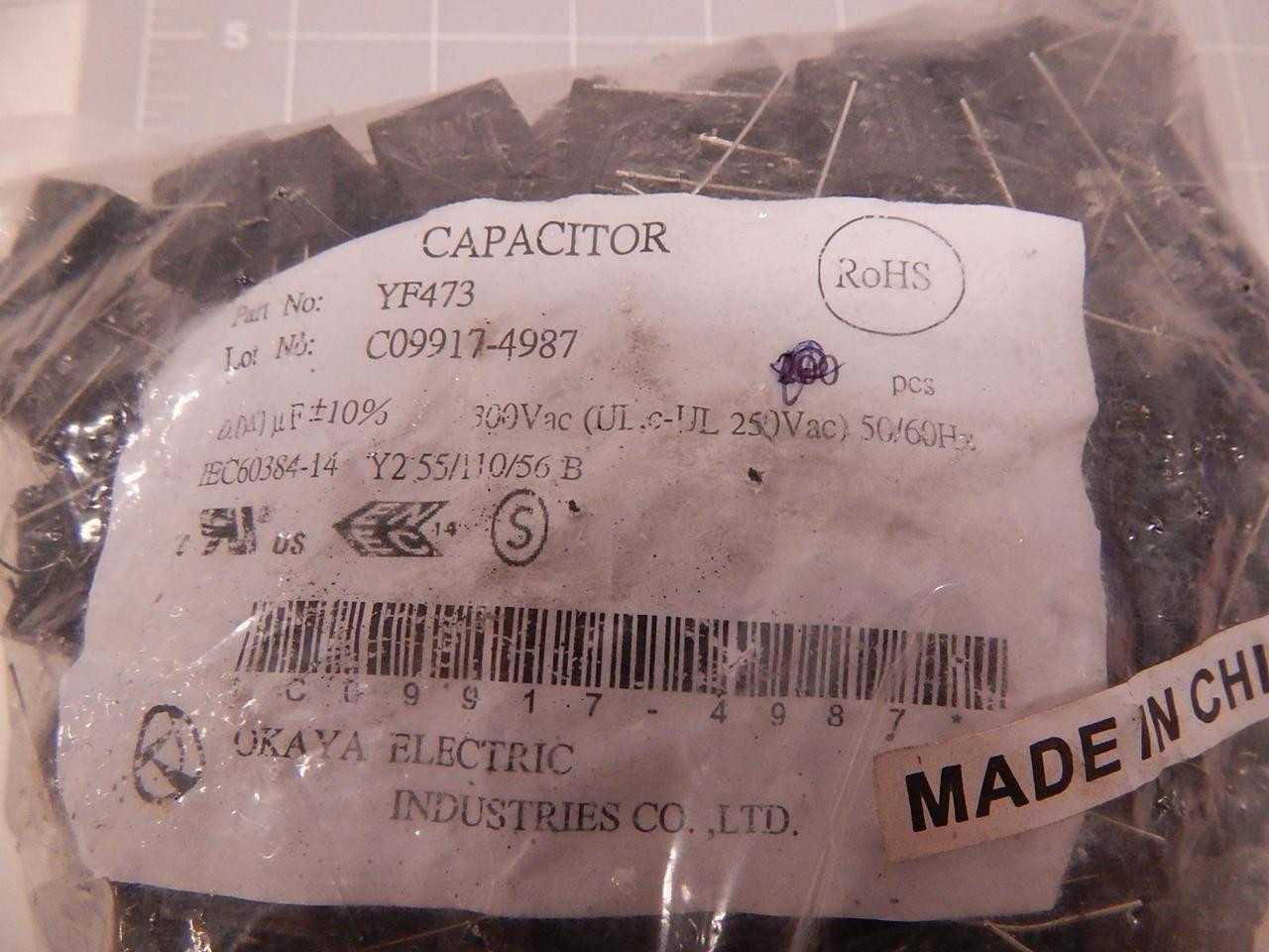 LOT OF 2500 OKAYA ELECTRIC YF473 CAPACITORS 0.047 UF 300 V +-10 % T80872 - ELECTRONIC COMPONENTS