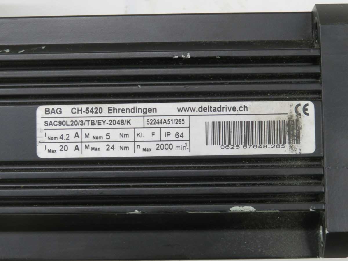 DELTA DRIVE SAC90L20/3/TB/EY-2048/K SERVO MOTOR T255400 - SERVO