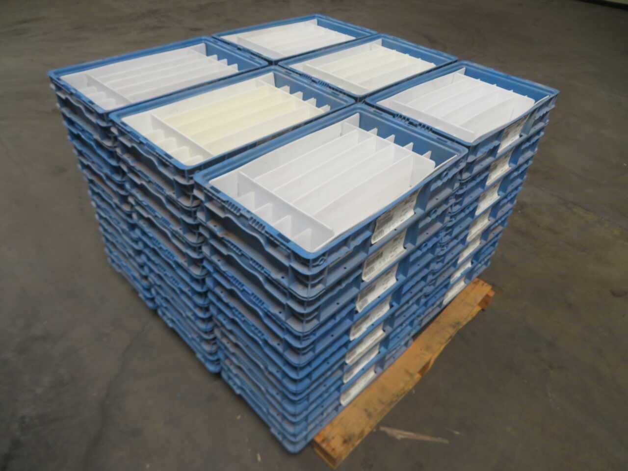LOT OF 42 ORBIS NSO2415-5 STACKABLE PLASTIC STRAIGHT-WALL TOTE CONTAINER - STORAGE & HANDLING EQUIPMENT