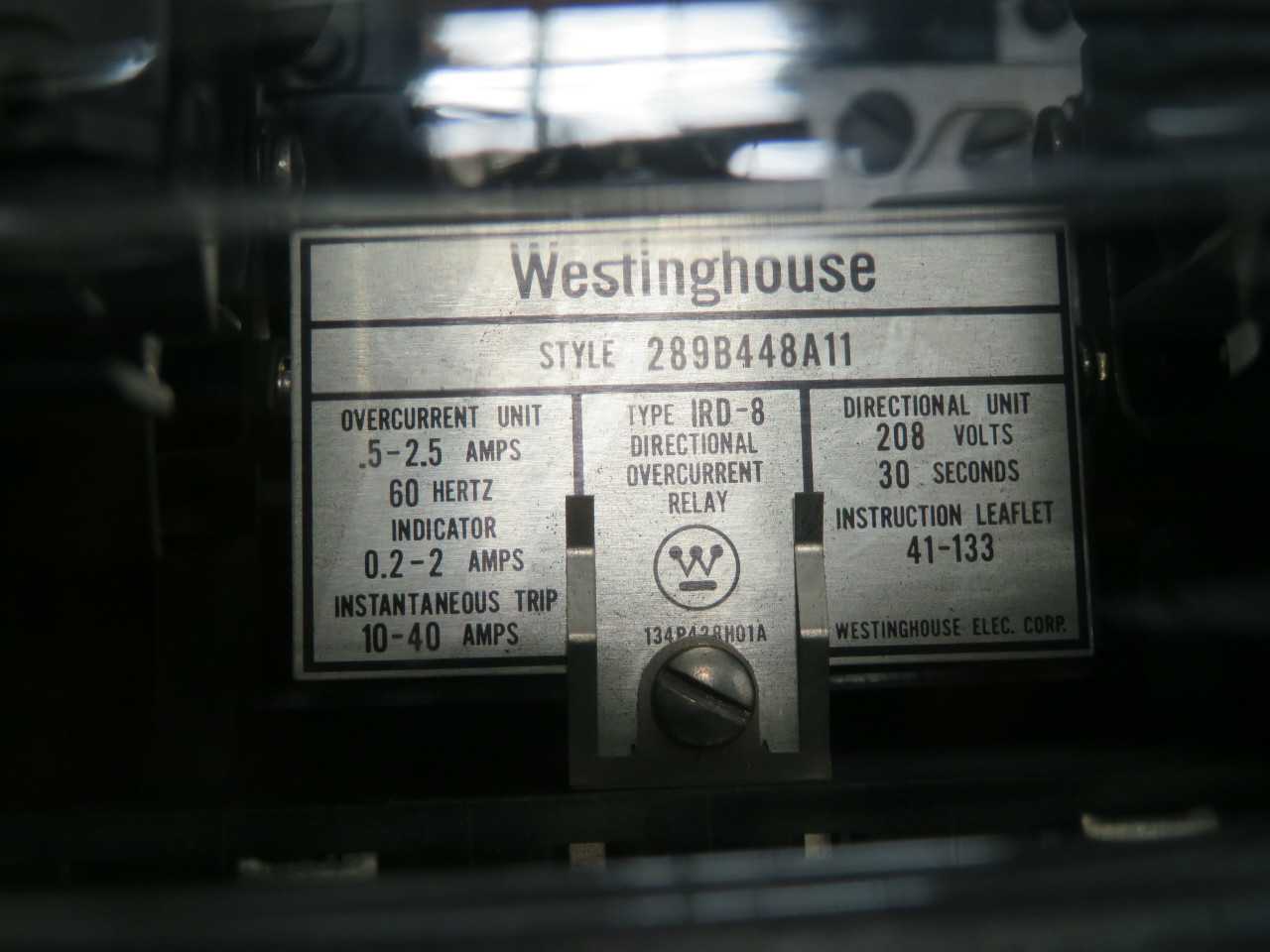 WESTINGHOUSE 289B448A11 TYPE IRD-8 DIRECTIONAL OVERCURRENT RELAY T186547 - PROTECTION RELAY