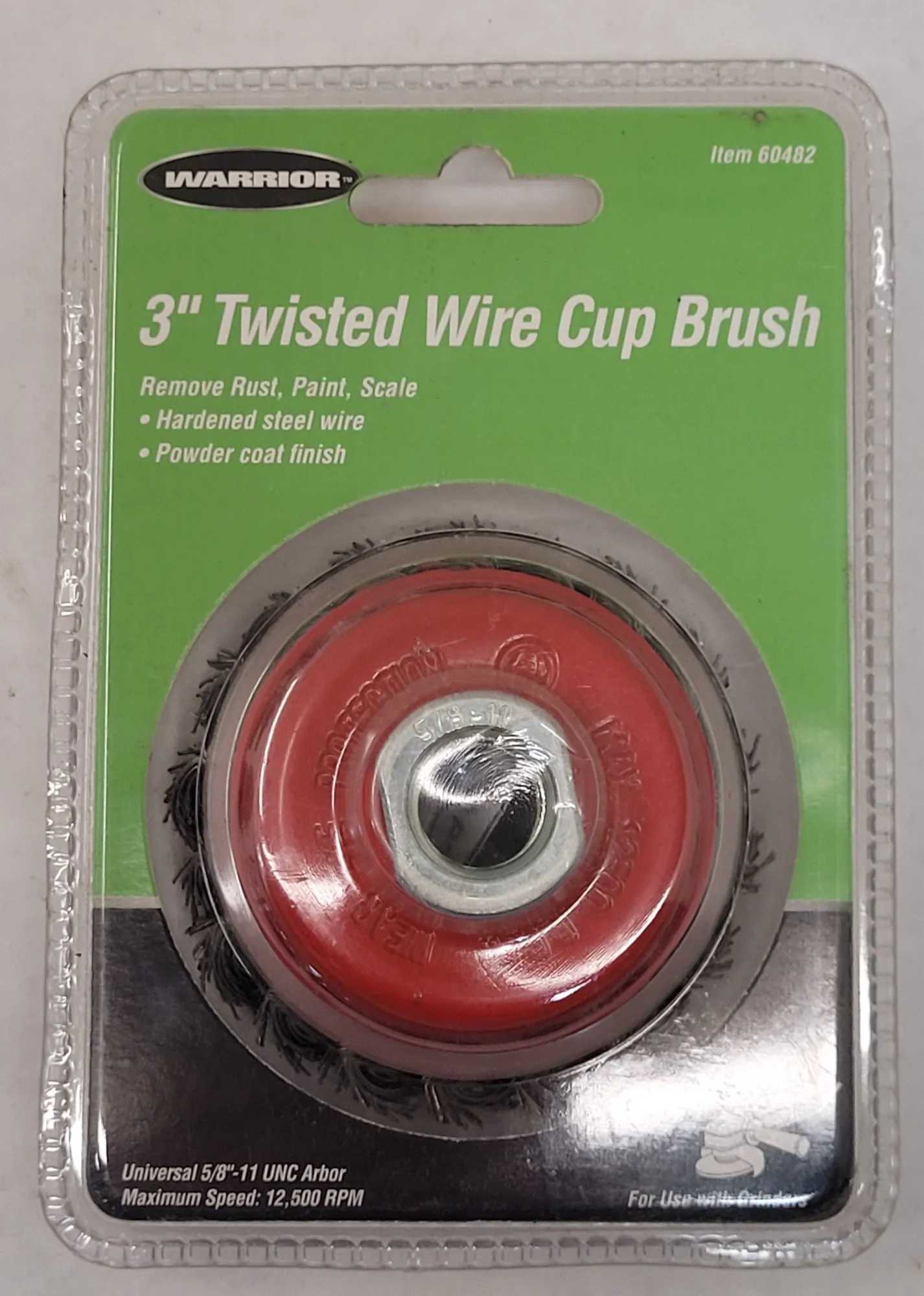 Warrior 3" Twisted Wire Cup Brush For Heavy-Duty Cleaning - MACHINING ACCESSORIES & TOOLING