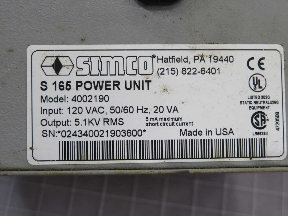 SIMCO 4002190 POWER SUPPLY T248677 - POWER SUPPLIES