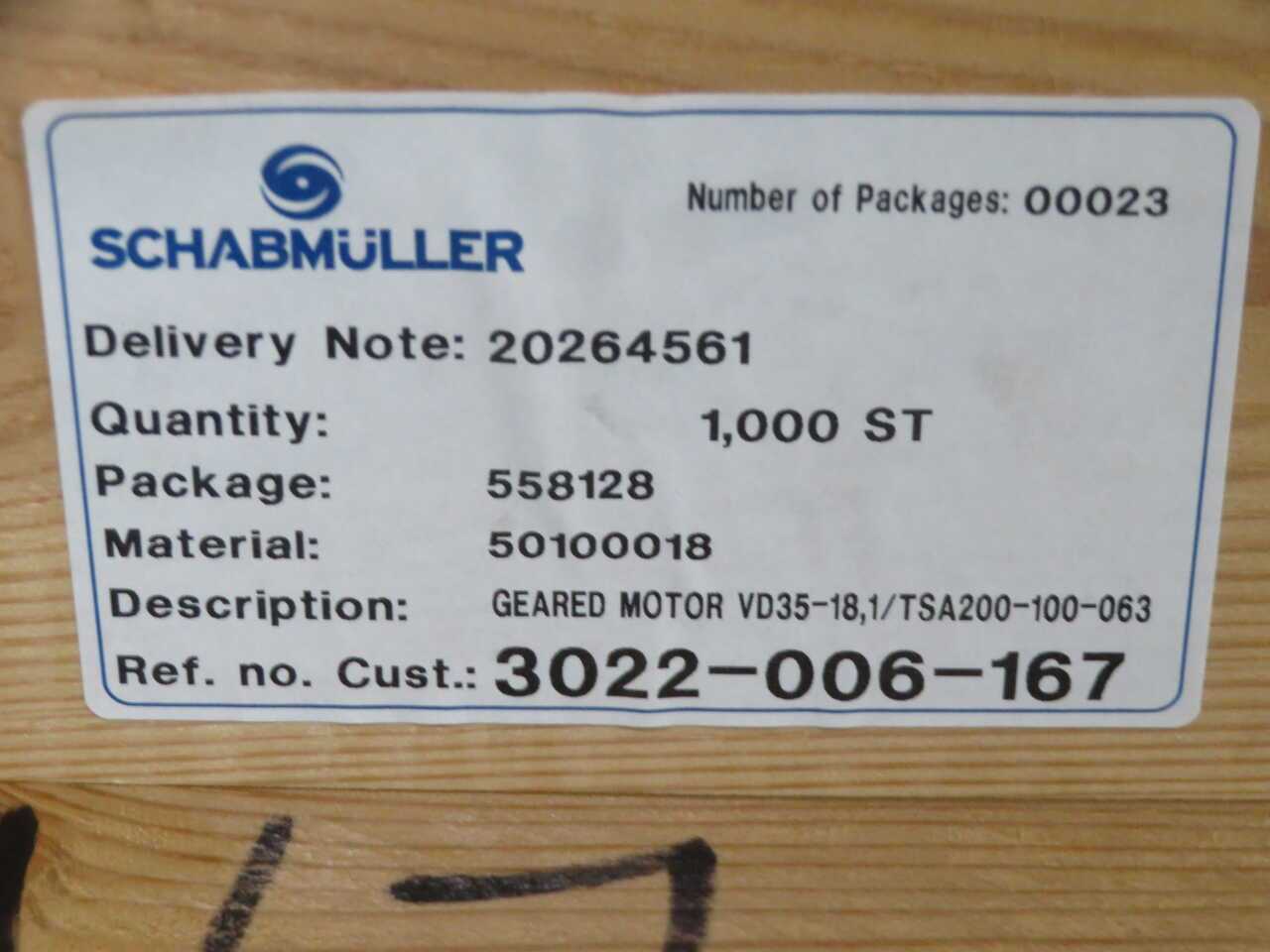Schabmüller 50100018 Geared Drive Motor - High Performance Industrial Solution - GEARMOTOR