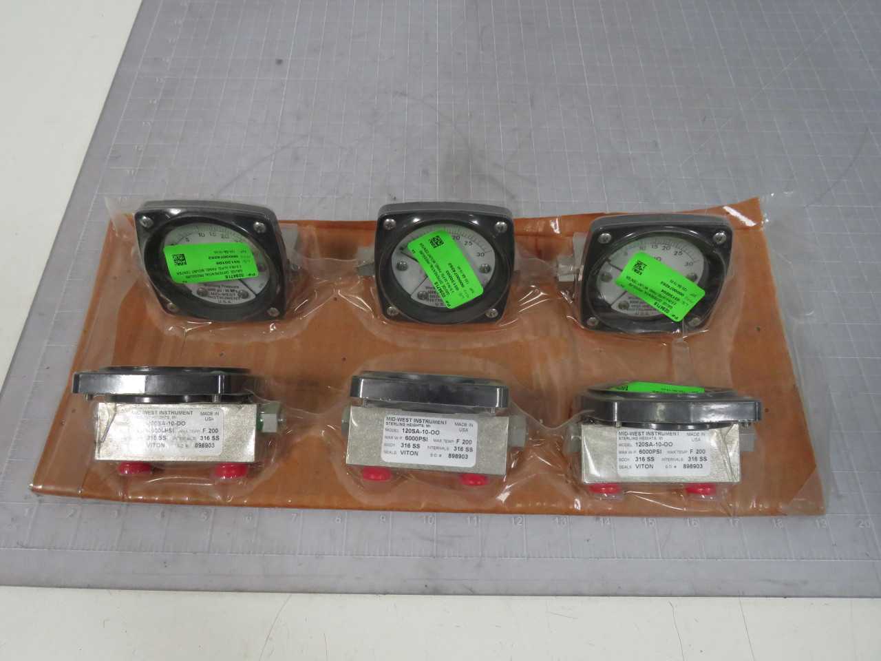 Lot Of 6 Mid-West Instrument 120SA-10-OO 316 SS Pressure Switches T162365 - SWITCHES