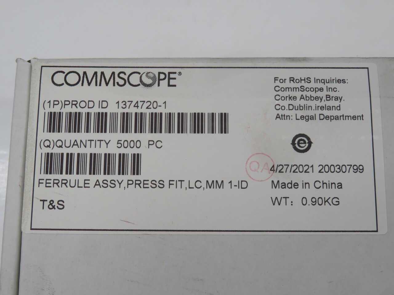 LOT OF 5000 COMMSCOPE 1374720-1 FERRULE ASSEMBLY - FIBER OPTIC CABLE