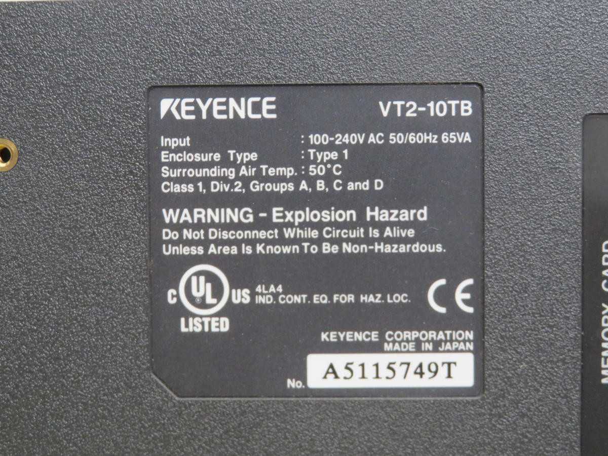 Keyence VT2-10TB Touchscreen Operator Interface - T203370 - OPERATOR INTERFACE PANELS