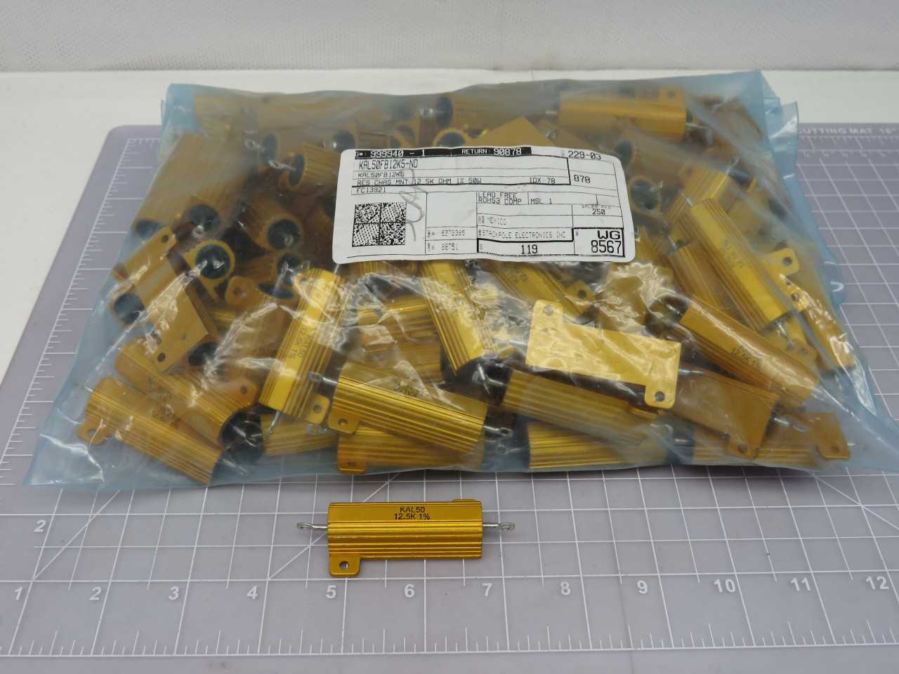 LOT OF 100 STACKPOLE ELECTRONICS KAL50FB12K5-ND ±1% 50W WIREWOUND CHASSIS MOUNT RESISTOR T172604 - ELECTRICAL COMPONENTS