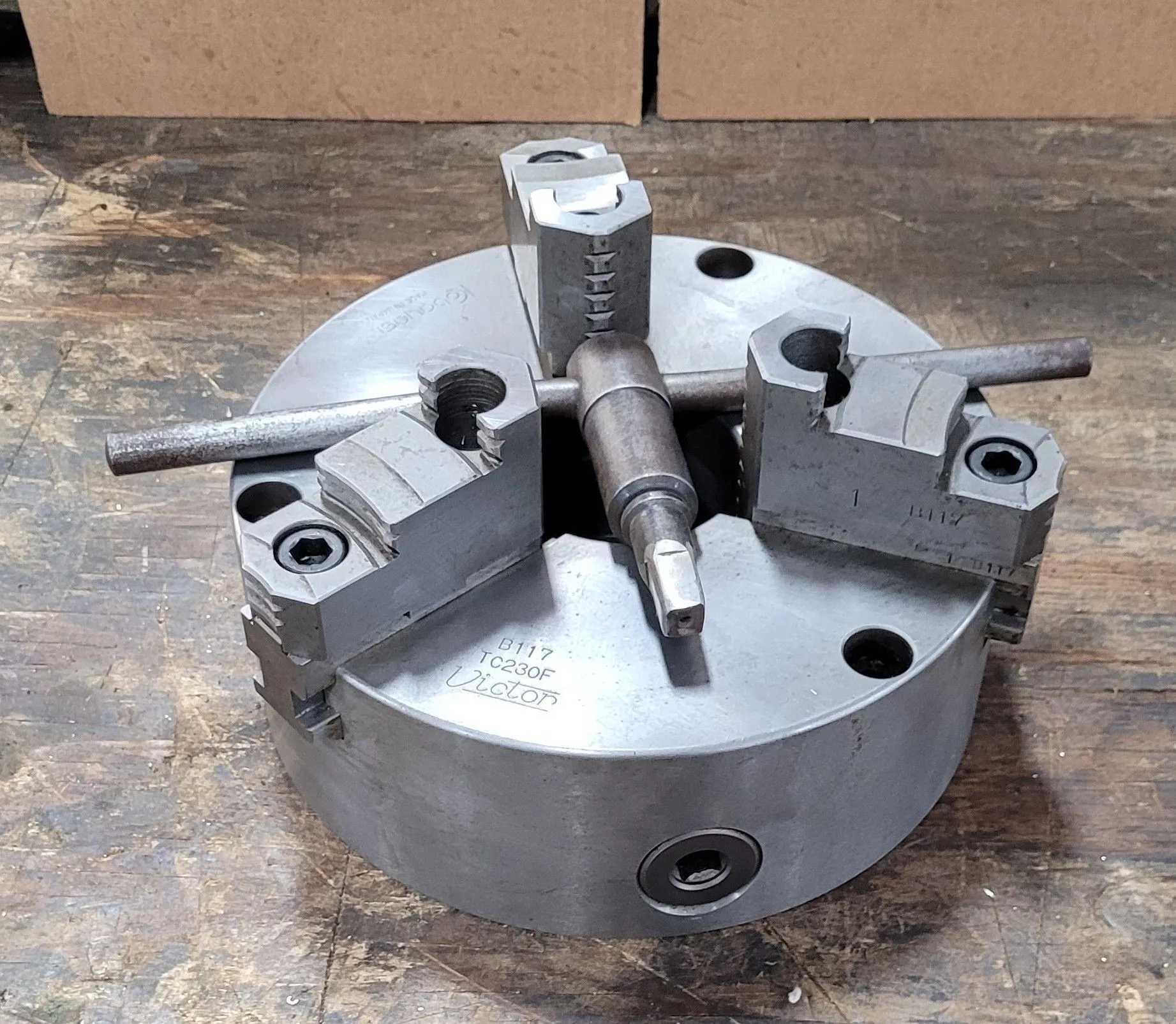 9" Kobayashi Victor TC230F - 3 Jaw Chuck - Plain Back - MACHINING ACCESSORIES & TOOLING