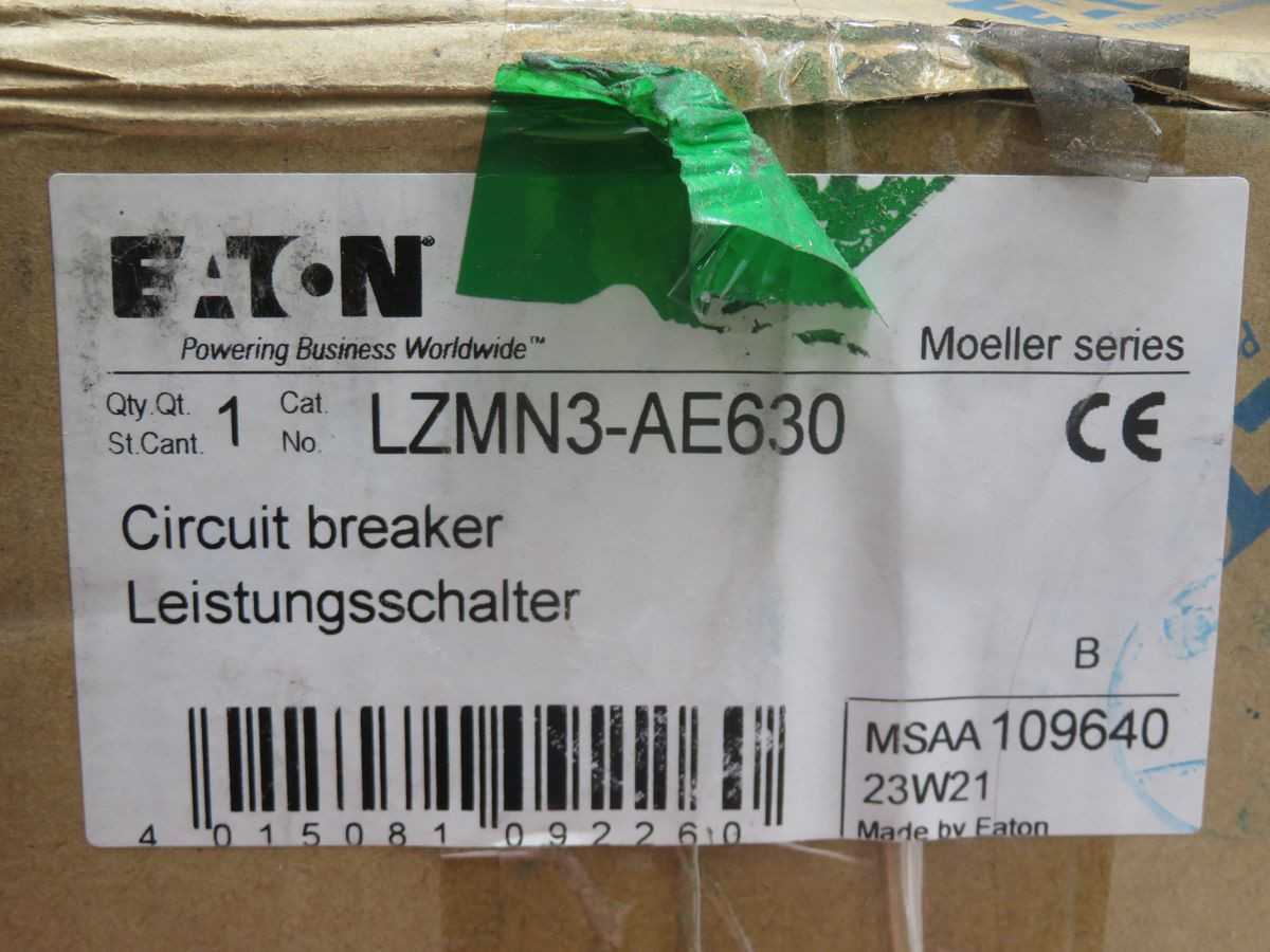 Eaton LZMN3-AE630 Circuit Breaker T252153 - AUTOMATION & CONTROLS
