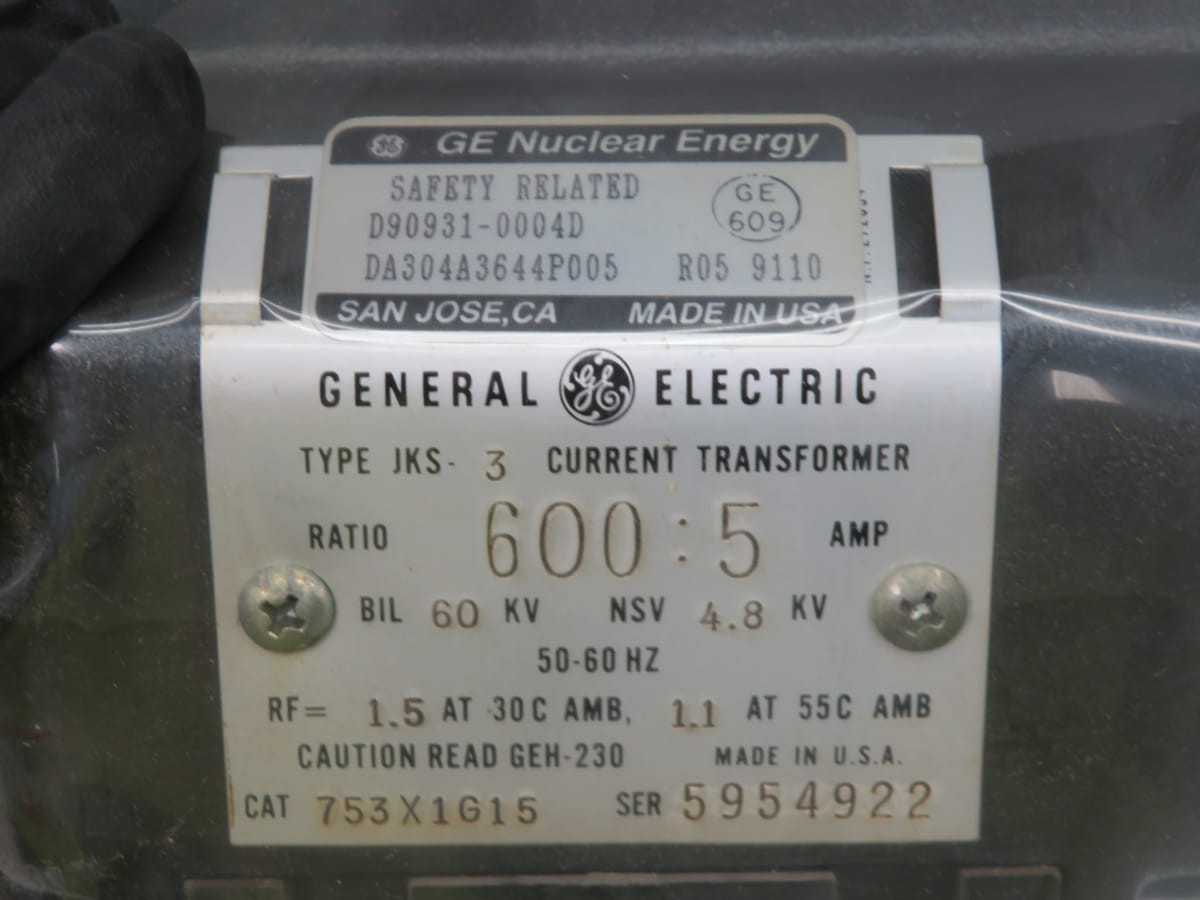 GE 753X1G15 Current Transformer 60kV 4.8kV 600:5A T197490 - POWER TRANSFORMERS