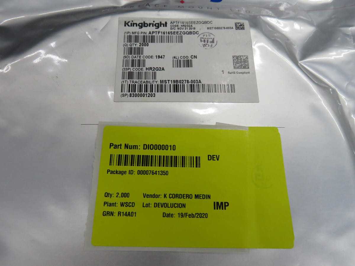 LOT OF 2000 KINGBRIGHT APTF1616SEEZGQBDC FULL-COLOR SURFACE MOUNT LED T204998 - LIGHTING