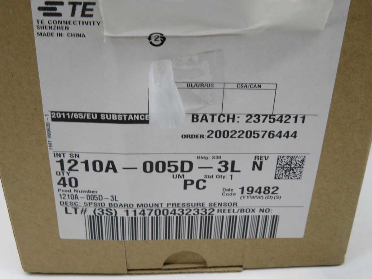 LOT OF 10 TE CONNECTIVITY 1210A-005D-3L PRESSURE SENSOR T255038 - PRESSURE MEASUREMENT