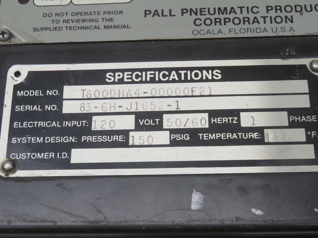 PALL T800DHA4-00000F21 AMLOC-DHA SAVER DRYER CONTROLLER MODULE T270253 - OPERATOR CONTROLS