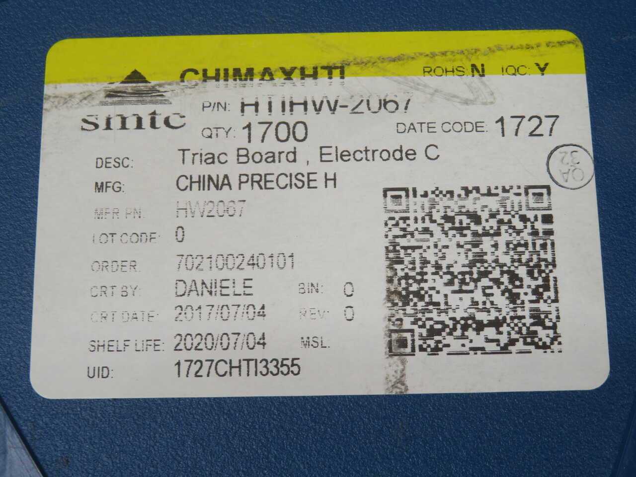 LOT OF 1700 SMTC HTIHW-2067 HW2067 TRIAC BOARD ELECTRODE C - PCB CIRCUIT BOARDS