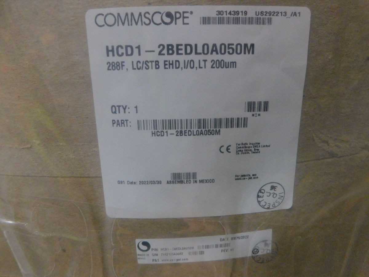 COMMSCOPE HCD1-2BEDL0A050M MULTI FIBER OPTICAL CABLE ASSEMBLY 288 FIBER LC/STB EHD I/O LT 200UM M586 - FIBER OPTIC CABLE