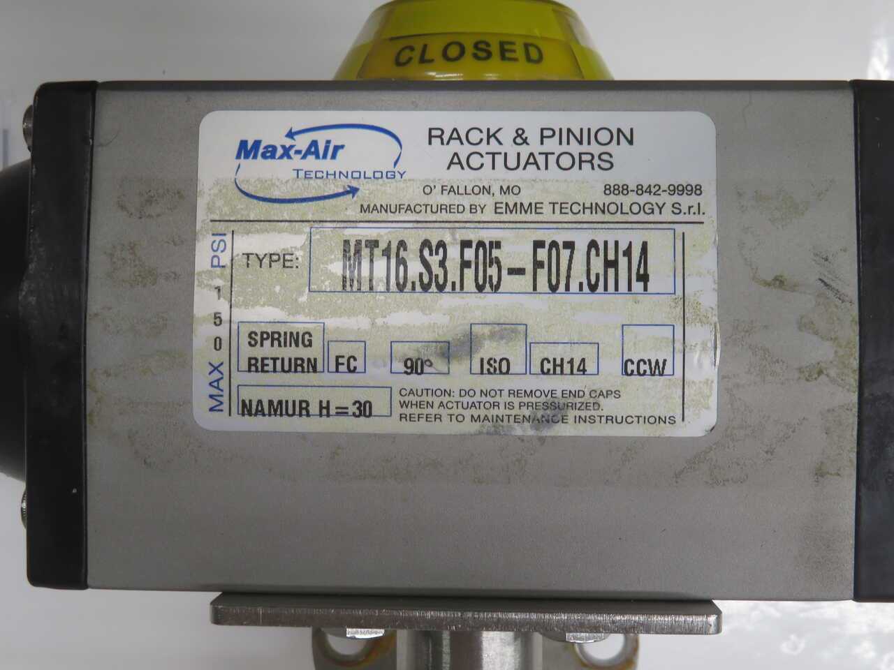Max-Air MT16.S3.F05-F07 Aluminum Actuator Assembly T271803 - PNEUMATIC CYLINDERS & ACTUATORS