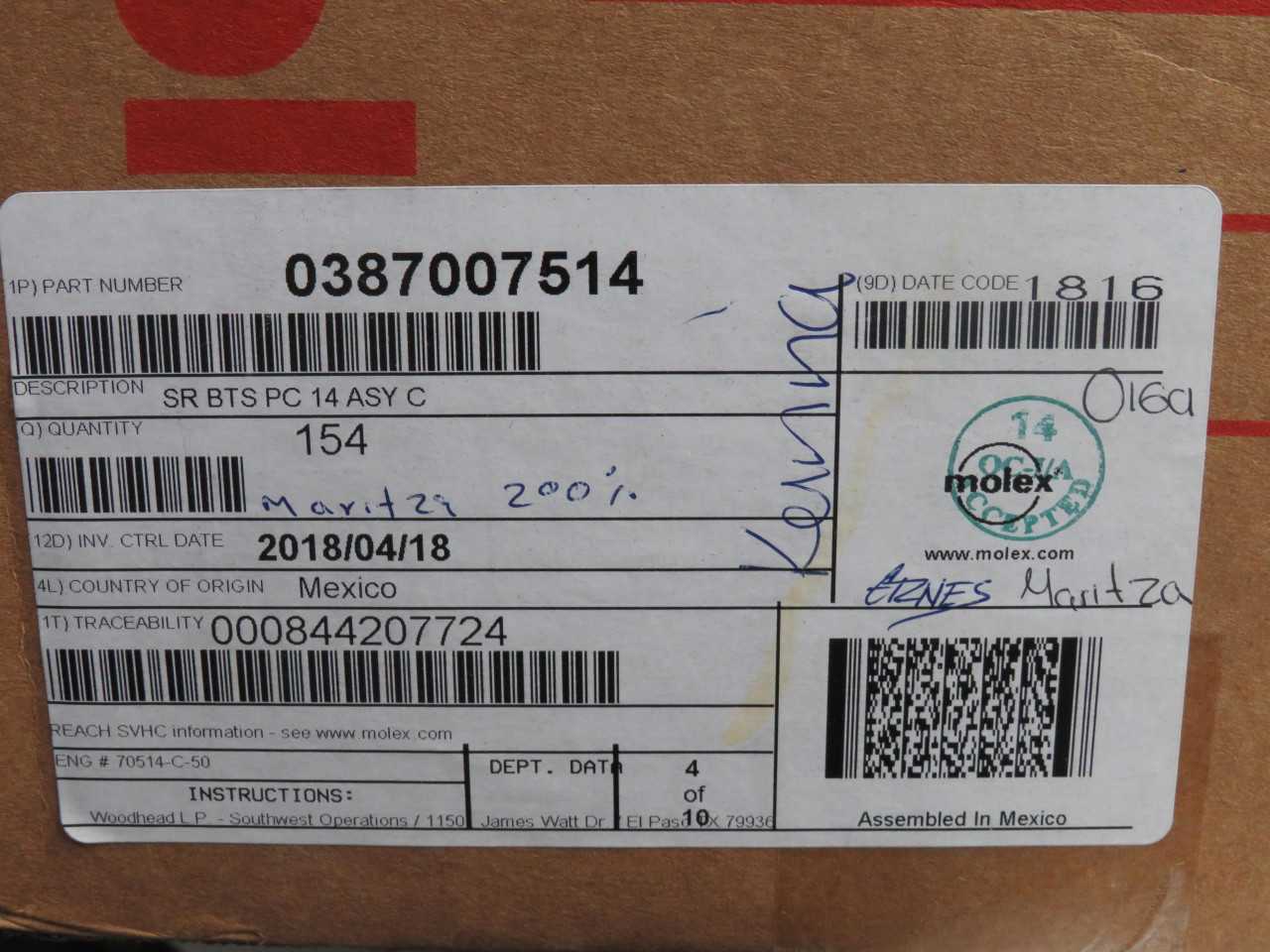Lot Of 150 Molex 0387007514 Conn Barrier Strip 14 Circ 0.325 - TERMINAL BLOCKS