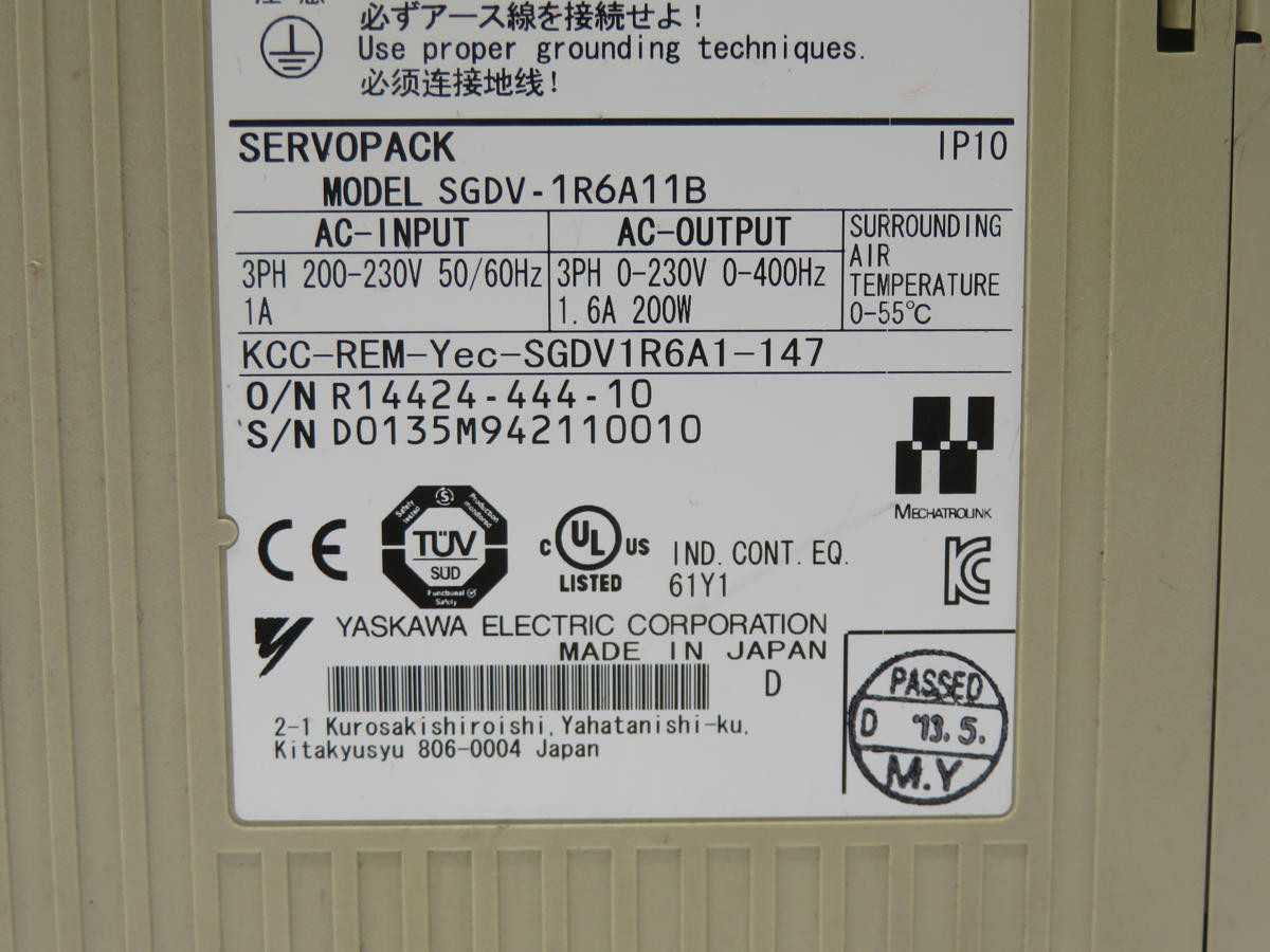 YASKAWA SGDV-1R6A11B SERVO DRIVE T243167 - SERVO