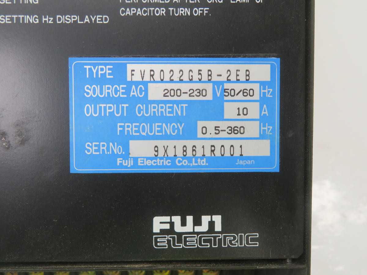 Fuji Electric FVR022G5B-2EB Variable Drive - High Performance Motor Control - MOTOR DRIVES