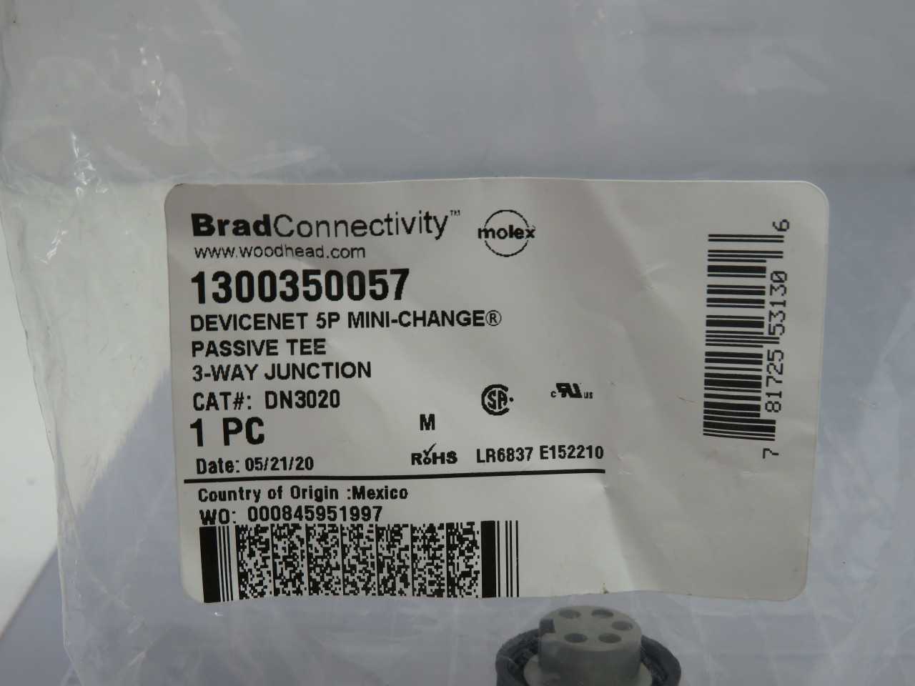 LOT OF 50 BRAD CONNECTIVITY 1300350057 DN3020 STANDARD CIRCULAR CONNECTOR MC 5P TEE PASSIVE T173413 - ELECTRICAL COMPONENTS
