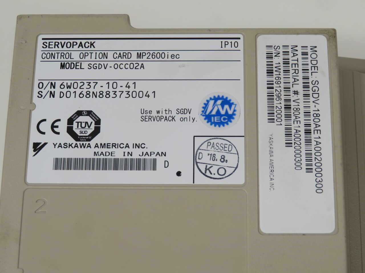 YASKAWA SGDV-180AE1A002000 SGDV-OCC02A SERVO PACK - SERVO