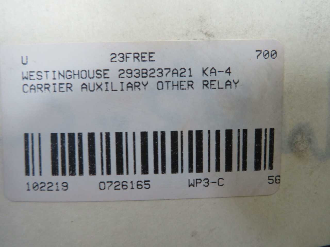 WESTINGHOUSE 293B237A21 KA-4 CARRIER AUXILIARY OTHER RELAY T186588 - PROTECTION RELAY