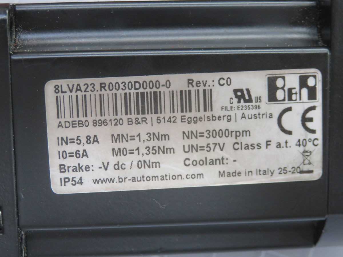 BR AUTOMATION 8LVA23.R0030D000-0 SERVO MOTOR T260920 - INDUSTRIAL PARTS