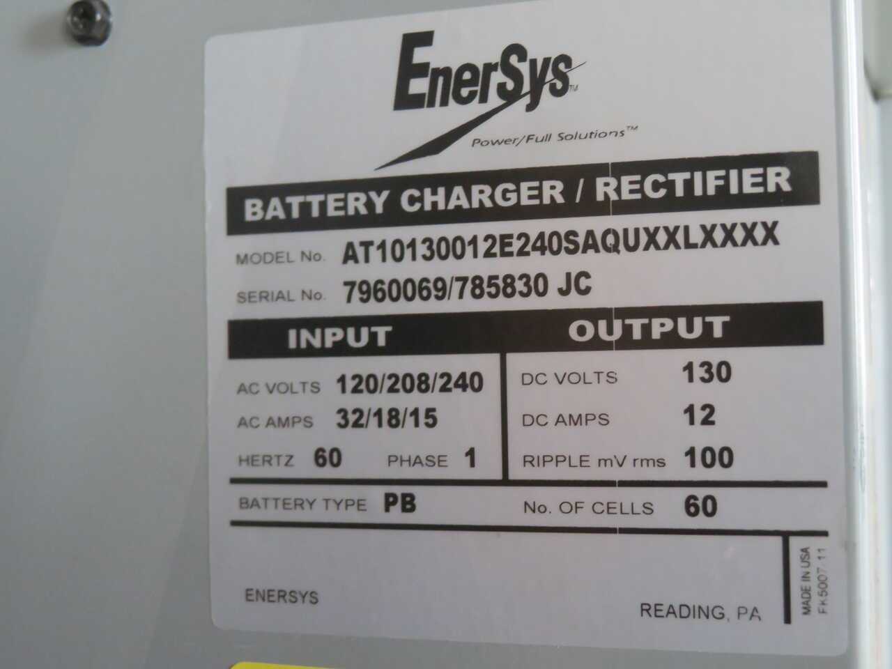 ENERSYS AT10130012E240SAQUXXLXXXX BATTERY CHARGER T272322 - BATTERY CHARGERS