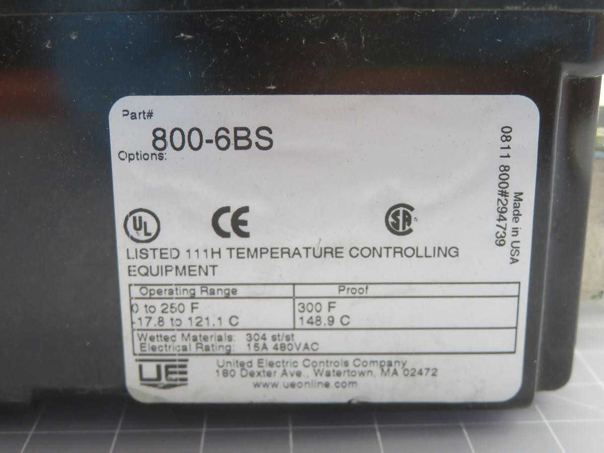 United Electric Controls 800-6BS Temp Control T218371 - Reliable Temperature Management - TEMPERATURE CONTROL COMPONENTS