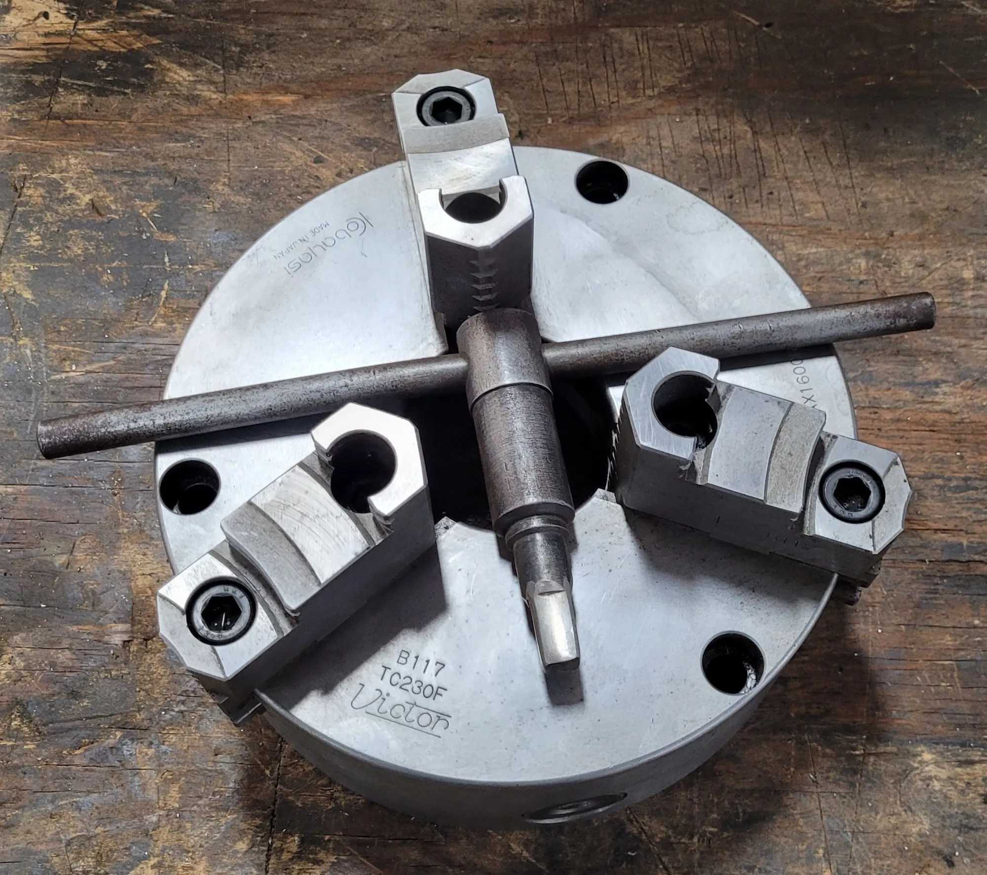 9" Kobayashi Victor TC230F - 3 Jaw Chuck - Plain Back - MACHINING ACCESSORIES & TOOLING
