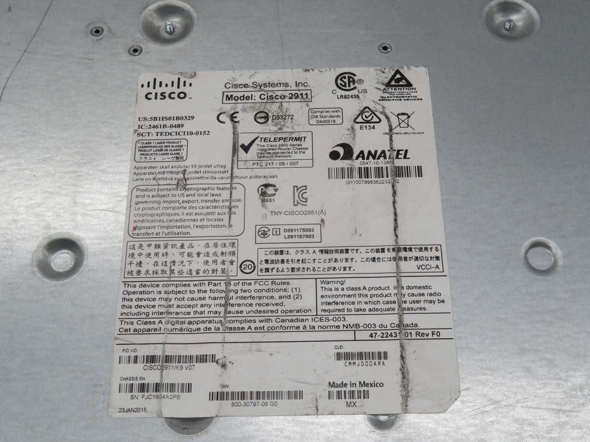 CISCO CISCO-2911 47-22431-01 INTEGRATED SERVICES ROUTER T236245 - ELECTRONIC COMPONENTS