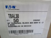 LOT OF 50 EATON TBAL30 3P TERMINAL BLOCK T232008 - TERMINAL BLOCKS