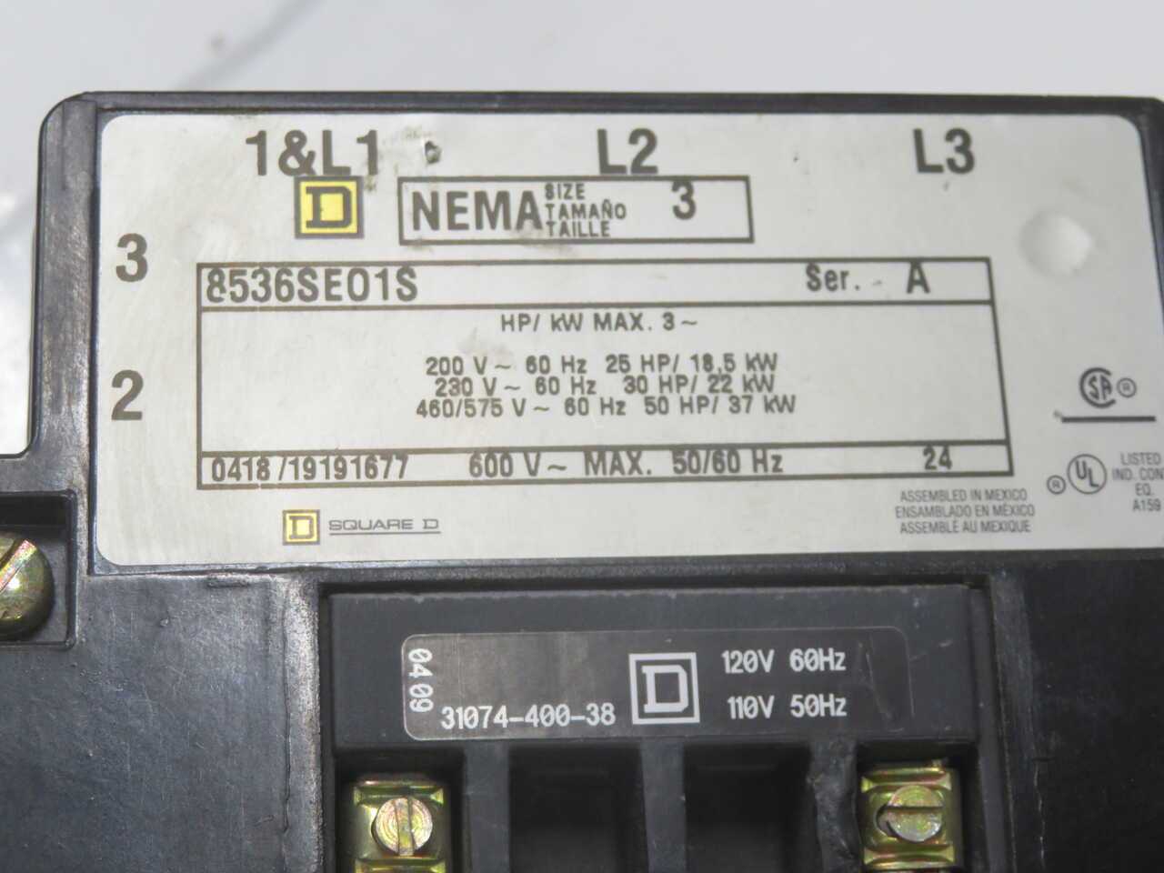 SQUARE D 8536SEO1S STARTER T270702 - AUTOMATION & CONTROLS