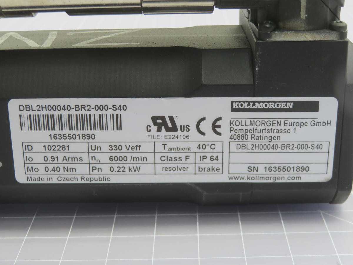 KOLLMORGEN DBL2H00040-BR2-000-S40 SERVOMOTOR T218396 - SERVO MOTORS